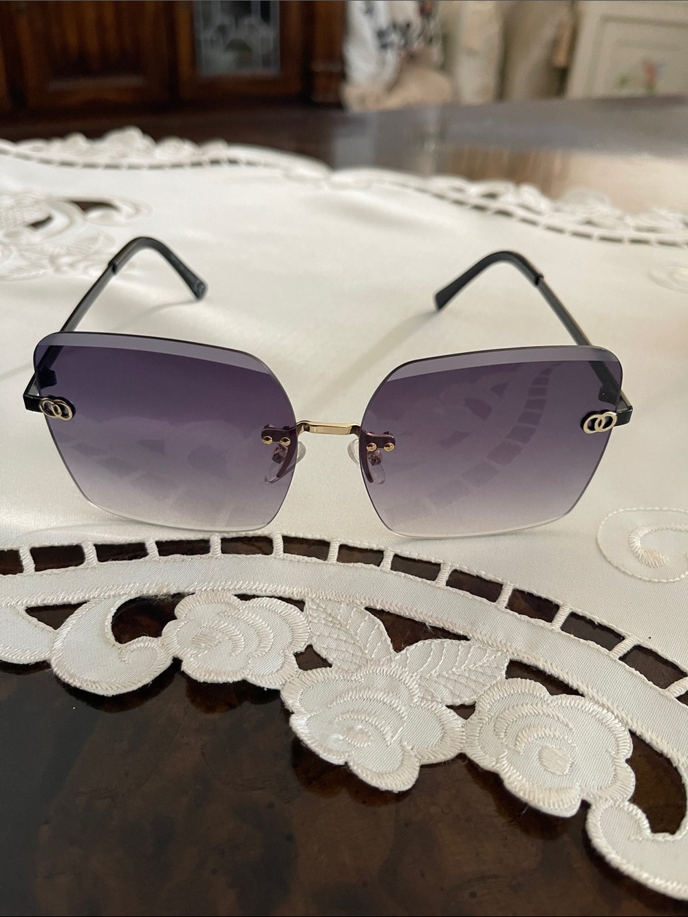 Rimless Gradient Purple Women’s Sunglasses